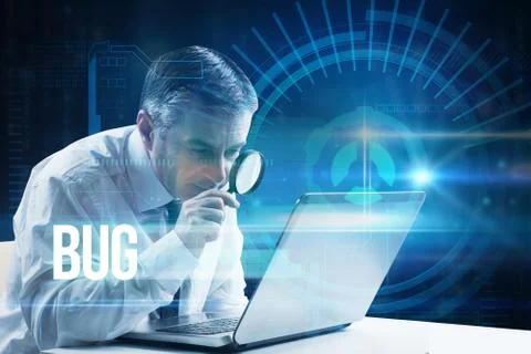 Bug against blue technology interface with dial Illustrazione stock