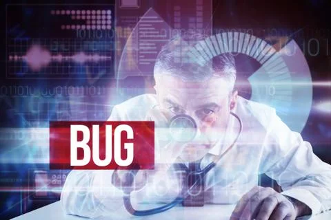 Bug against blue technology interface with dial イラスト素材