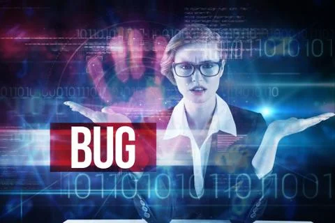 Bug against pink technology hand print interface design 스톡 일러스트