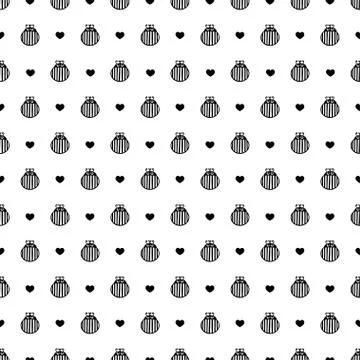 Bug and hearts seamless vector pattern Illustrazione stock