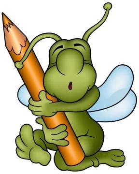 Bug and Pencil 스톡 일러스트