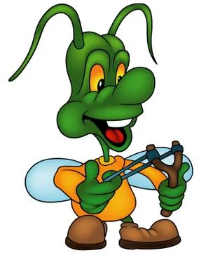 Bug And Sling Shot Stock Illustration