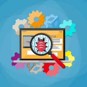 Bug and virus in the programming code 스톡 일러스트