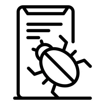 Bug in the app icon, outline style Stock Illustration