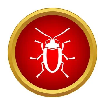 Bug beetle icon warning symbol in red circle Stock Illustration