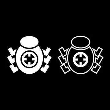 Bug beetle in target sight icon set white color illustration flat style simpl Ilustración de archivo