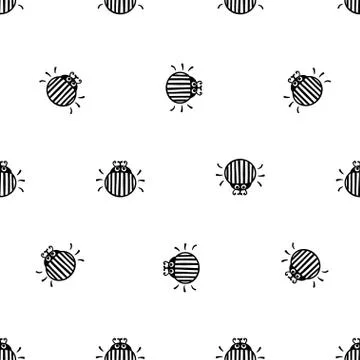 Bug black and white seamless vector pattern Stock Illustration