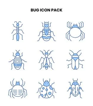 Bug Blue Color Collection Icons Pack Stockillustratie
