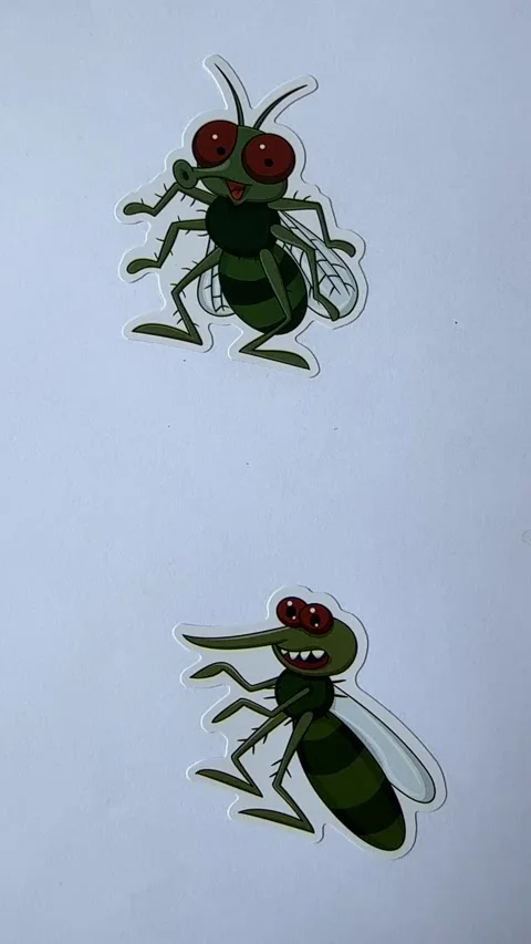 Bug Cartoon Character Stickers on White Background Vídeo Stock 312861257