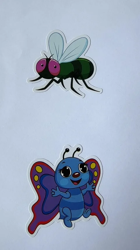 Bug Cartoon Character Stickers on White Background Stock Footage 312861274