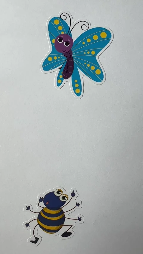 Bug Cartoon Character Stickers on White Background Stock Footage 312865129