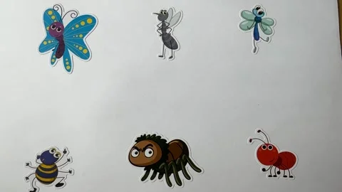 Bug Cartoon Character Stickers on White Background Vídeos de archivo 312865264