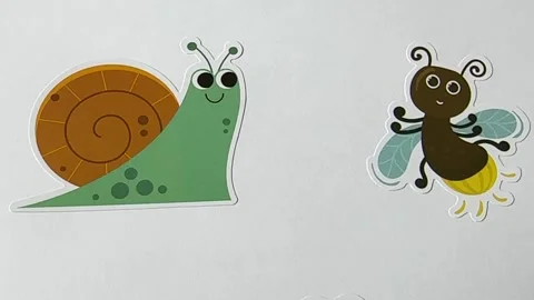 Bug Cartoon Character Stickers on White Background Stock Footage 312865711