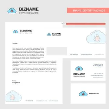 Bug on cloud  Business Letterhead, Envelope and visiting Card Design vector t Illustrazione stock