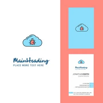 Bug on cloud  Creative Logo and business card. vertical Design Vector Illustrazione stock