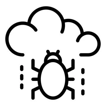 Bug on a cloud icon, outline style Illustrazione stock