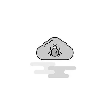 Bug on cloud  Web Icon. Flat Line Filled Gray Icon Vector Stock Illustration