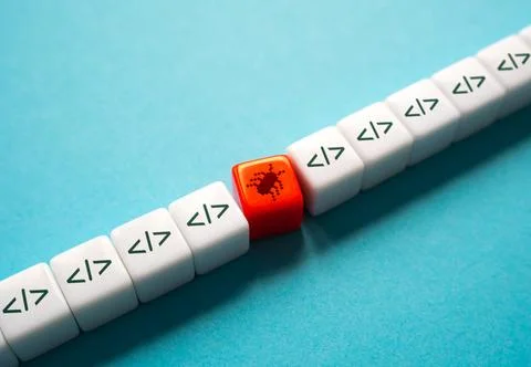 A bug in the code. Error detection. Troubleshooting. Debugging, testing and.. Stock Photos