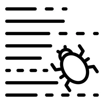 Bug in code icon, outline style Stock Illustration
