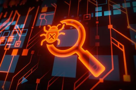 Bug code inspection futuristic background Illustrazione stock