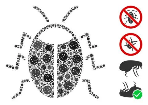 Bug Collage of Covid Virus Items Stock Illustration