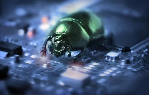Bug on a computer chip Stock Photos
