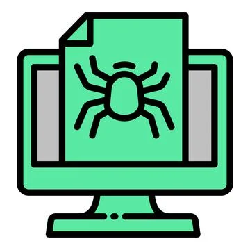 Bug computer icon outline vector. Virus fraud イラスト素材