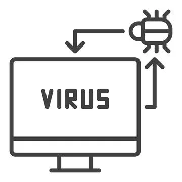Bug in Computer vector PC Viruses icon or symbol in outline style 스톡 일러스트