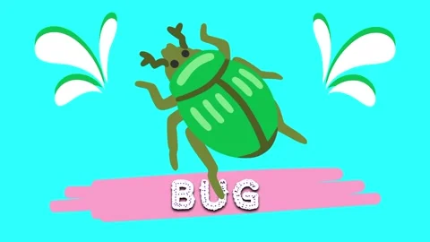 Bug cute adorable animals name animated motion graphics 3D Stock Footage 297691323