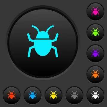 Bug dark push buttons with color icons Illustrazione stock