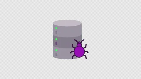 Bug datum database icon, protect virus . loop animation with alpha channel. Stock Footage 213099421