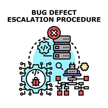 Bug defect escalation procedure identifying software problems Illustration