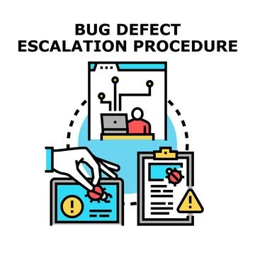 Bug defect escalation procedure for software management Stock Illustration