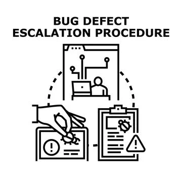 Bug defect escalation procedure for software management Stock Illustration