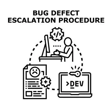 Bug defect escalation procedure workflow concept Stockillustratie