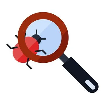 Bug detected flat clipart vector illustration Stock Illustration