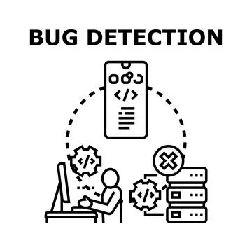 Bug detection and fixing in software development process Stock Illustration