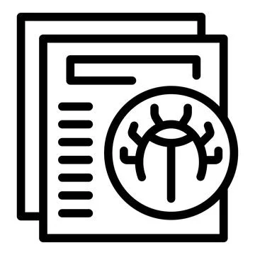 Bug document icon outline vector. System destroy Stock Illustration