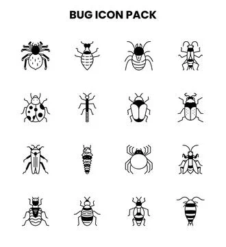 Bug DuoTone Set Icons Pack Stock Illustration