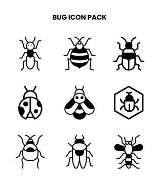 Bug DuoTone Set Icons Pack Stock Illustration