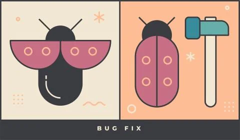 Bug fix. Web design concept. Unique and creative illustration. Illustrazione stock