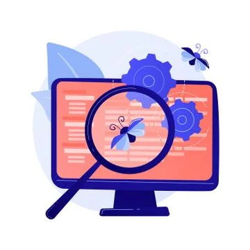 Bug fixing and software testing vector concept metaphor. Stock Illustration