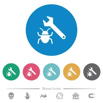 Bug fixing flat round icons 스톡 일러스트