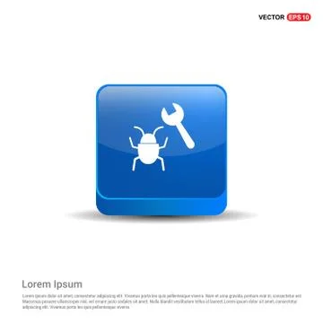 Bug Fixing Icon - 3d Blue Button Stock Illustration