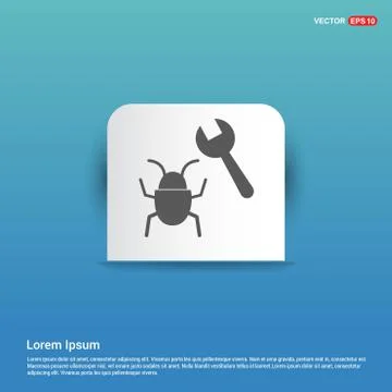 Bug Fixing Icon - Blue Sticker button 스톡 일러스트