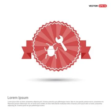 Bug Fixing Icon - Red Ribbon banner Illustrazione stock
