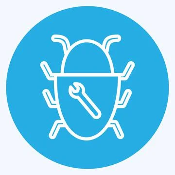 Bug Fixing Icon in trendy blue eyes style isolated on soft blue background Stockillustratie