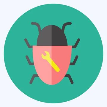 Bug Fixing Icon in trendy flat style isolated on soft blue background Stockillustratie