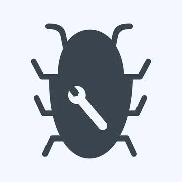 Bug Fixing Icon in trendy glyph style isolated on soft blue background Stockillustratie