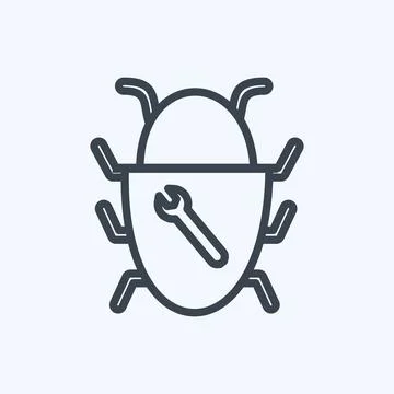 Bug Fixing Icon in trendy line style isolated on soft blue background イラスト素材